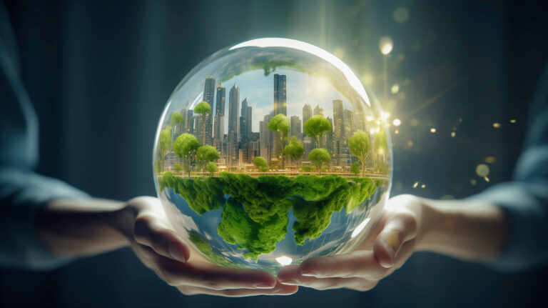 renewable energy and the environment are in the hands of nature, earth, society and sg governance in sustainable business concepts.